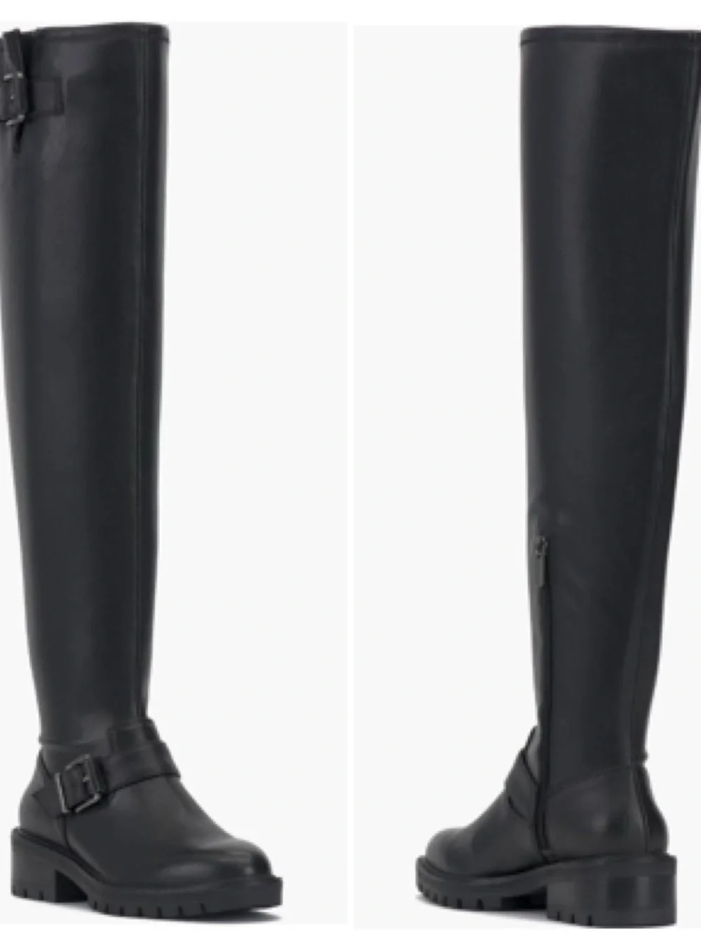 Vince Camuto Abrila Knee-High Black Leather Lug Sole Tall Boots Size 6.5 NEW - Picture 4 of 11